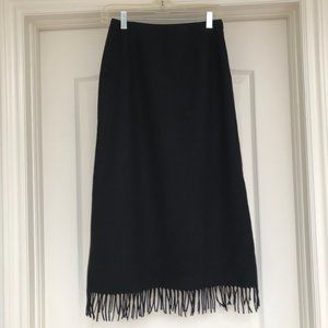 Black Virgin Wool Pendleton Fringed Skirt Size 4